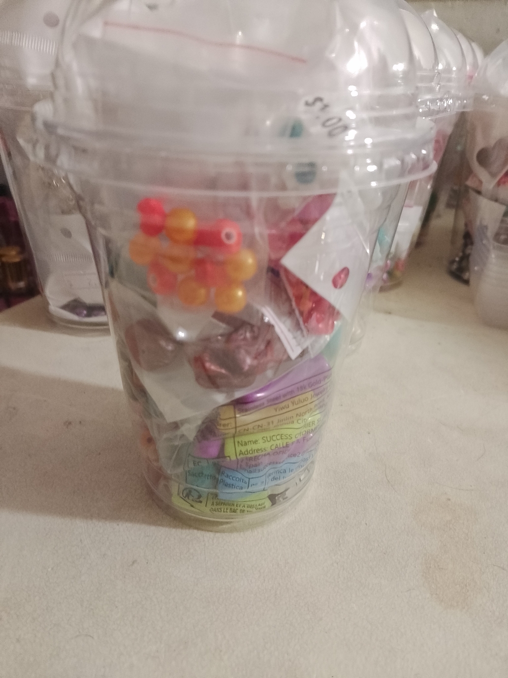 Assorted Beads Party Favor Cup with Multicolor Decorations - Unbranded